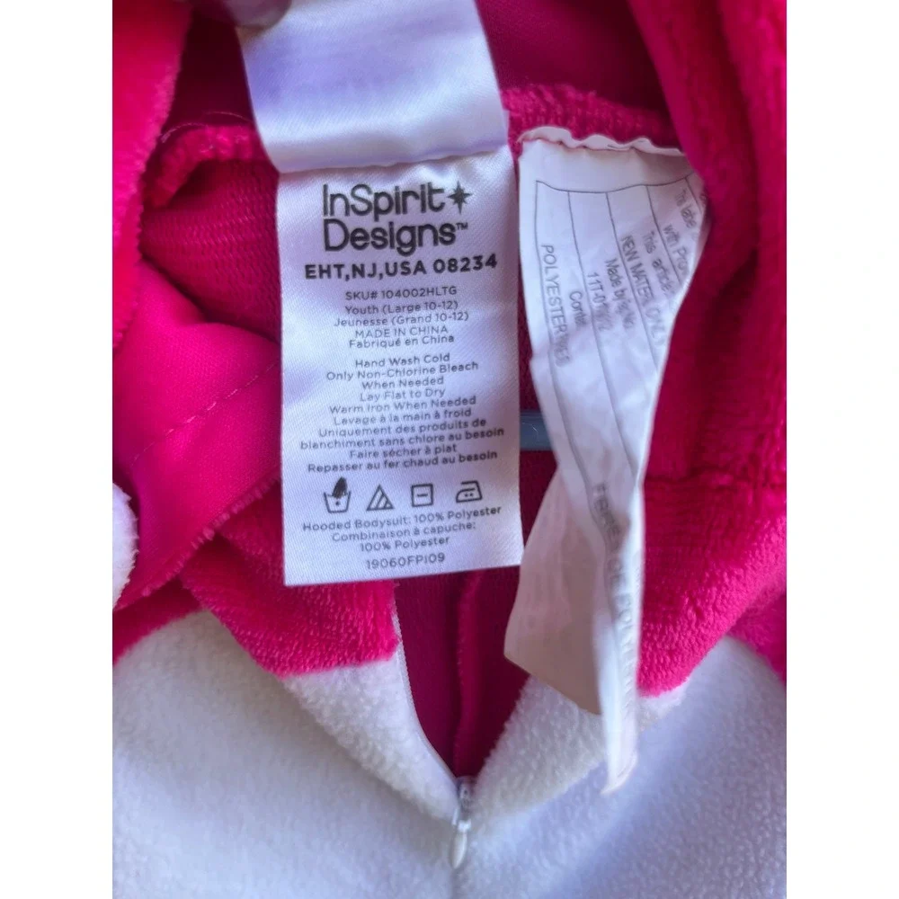Fortnite Cuddle Team Leader Pink Bear Costume Hooded Bodysuit Youth Large 10-12